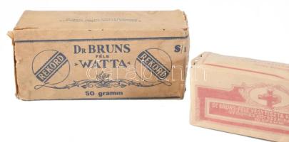 Régi kötözőgyapot és vatta, dobozában