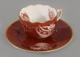 Herendi Esterházy-mintás porcelán mokkás csésze aljjal Kézzel festett jelzett, hibátlan