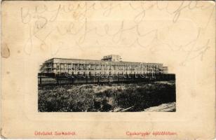 1912 Sarkad, épülő cukorgyár. Schäffer Herman kiadása (fl)