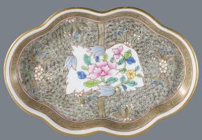 Herendi Cubash mintás tálka és kis bonbonniere. Jelzett, hibátlan, 14x9 cm, d. 6,5 cm /// Herend Cub...