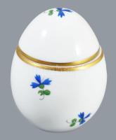 Herendi búzavirág mintás tojás formájú bonbonniere. Kézzel festett, jelzett, hibátlan, 7 cm
