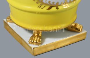 Herendi virág mintás oroszlánlábas váza kézzel festett, jelzett, hibátlan, d: 15 cm m: 13 cm