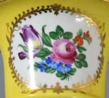 Herendi virág mintás oroszlánlábas váza kézzel festett, jelzett, hibátlan, d: 15 cm m: 13 cm