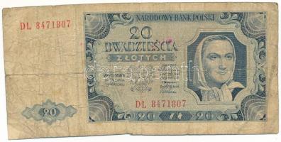 Lengyelország 1948. 20Zl "DL 8471807" T:F,VG Poland 1948. 20 Złotych "DL 8471807" C:F,VG Krause P#137