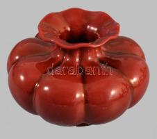 Zsolnay ökörvér mázas váza. Jelzett, kis karcok a mázon.d: 12 cm