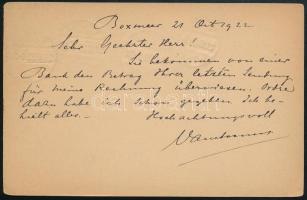 1922 Díjkiegészített díjjegyes levelezőlap Budapestre / PS-card with additional franking "GOCH&...