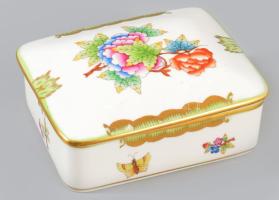 Herendi Viktória mintás doboz, jelzett, hibátlan, 8x10 cm