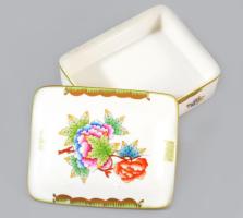 Herendi Viktória mintás doboz, jelzett, hibátlan, 8x10 cm