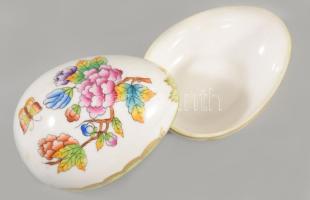 Herendi Viktória mintás tojás bonbonniere. kézzel festett, jelzett, hibátlan, 8 cm