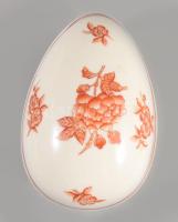 Óherendi Herendi Vörös Eton mintás tojás bonbonniere, kézzel festett, jelzett, hibátlan, 11 cm