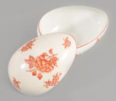 Óherendi Herendi Vörös Eton mintás tojás bonbonniere, kézzel festett, jelzett, hibátlan, 11 cm