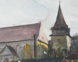 Csabai Kálmán (1915-1992): Avasi templom, Miskolc, 1970. Akvarell, papír, jelezve jobbra lent. Dekor...