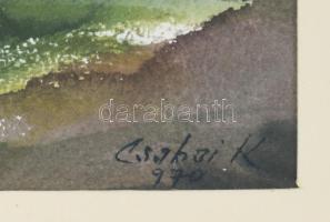 Csabai Kálmán (1915-1992): Avasi templom, Miskolc, 1970. Akvarell, papír, jelezve jobbra lent. Dekor...