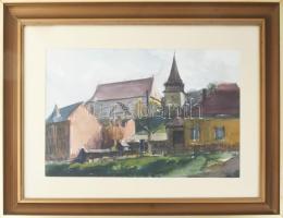 Csabai Kálmán (1915-1992): Avasi templom, Miskolc, 1970. Akvarell, papír, jelezve jobbra lent. Dekor...