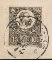1872 Réznyomat 15kr ritka feketésbarna színben, ajánlott levélen Pestre. A bélyeg hibátlan, friss, a...