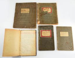 5 db régi kézzel írt szakácskönyv