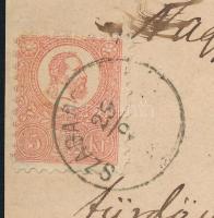 1871 Kőnyomat 5kr és 2 x Réznyomat 5kr vegyes bérmentesítés ajánlott levélen. Ezzel a kombinációval ...