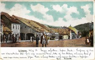 1900 Lippa, Lipova; utca, piac. Gregor Fischer kiadása / street view, market (EK)