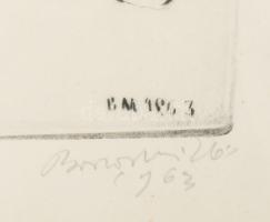 Borsos Miklós (1906-1990): Anya gyermekével. Hidegtű, papír, jelzett, üvegezett fakeretben, lapszéli...