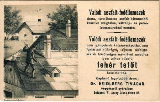 Budapest V. Dr. Heidlberg Tivadar vegyészeti gyárának reklámja, valód aszfalt fedéllemezek. Arany Já...