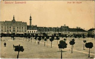 Szatmárnémeti, Szatmár, Satu Mare; Deák tér, üzletek. Hollósi felvétele Cs. B. Sz. (W.L.?) / square, shop (EM)