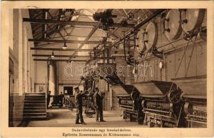 1916 Budapest IV. Újpest, Roessemann és Kühnemann cég gépgyára, szénvételezés egy kazánházban, belső...