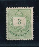 1874 3kr 11 1/2 fogazással, POSTATISZTA, luxus minőségben (min 46.000)