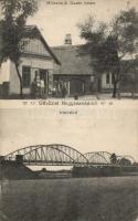 Nagycsanád Maros bridge and the grocery shop of Milicsits S. Dusan (pinhole)