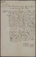 1847 Vác, kézzel írt irat aljegyzői aláírással