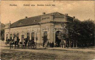Mezőtúr, Erdődy utca, Bordács László ház, Molnár Antal üzlete, lovaskocsi (EK)