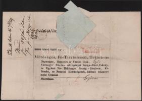 1847 Gróf Keglevich Gábor a Királyi Kamara elnöke, főispán, főtárnokmester által aláírt magyar nyelv...