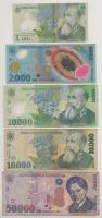 Románia 1999. 2000L + 10.000L + 2000. 10.000L + 50.000L + 2005. 1L T:F Romania 1999. 2000 Lei + 10.000 Lei + 2000. 10.000 Lei + 50.000 Lei + 2005. 1 Leu C:F