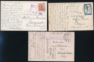 1919 3 db képeslap megszállt területekről túlélő magyar postai hely-kelet bélyegzésekkel