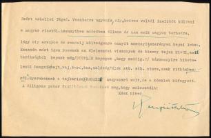 1944.06.09. Karafiáth Jenő miniszter magánlevele, melyben a főszolgabíró közbenjárását kéri rizs bes...