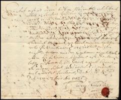 1721 Nagyszőlős (Kárpátalja), záloglevél, egy jobbágy elzálogosítása 40 forintért, viaszpecsétekkel