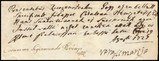 1721 Nagyszőlős (Kárpátalja), záloglevél, egy jobbágy elzálogosítása 40 forintért, viaszpecsétekkel