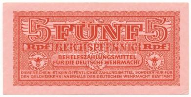 Német Harmadik Birodalom / Deutsche Wehrmacht 1942(DN) 5pf T:AU,XF hajtatlan, de sarokhajlások German Third Reich / Deutsche Wehrmacht 1942(ND) 5 Reichspfennig C:AU,XF unfolded, but corner folds Krause M33