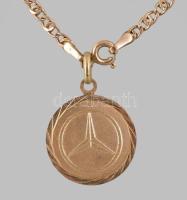 Arany (Au) nyaklánc Mercedes márkás medállal, jelzett, 14k, 4g