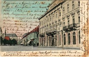 1910 Kassa, Kosice; Fő utca, Schalkház szálloda, üzletek. Keszler Lajosné / street, hotel, shops (fa)