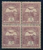 1900 Turul lilásvörös 6f postatiszta négyestömb, luxus minőségben, csillagvízjellel