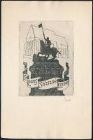 Cseh Gusztáv (1934-1985): Ex libris Szászné Mara. Rézkarc, papír, jelzett, 8,5x6,5 cm