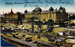 1930 Pozsony, Pressburg, Bratislava; Ministerstvo / Minisztérium, kikötő / ministry, port (EM)
