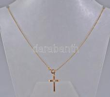 Arany (Au) nyaklánc kereszt medállal, jelzett, 9k, 2,7g