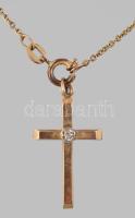 Arany (Au) nyaklánc kereszt medállal, jelzett, 9k, 2,7g