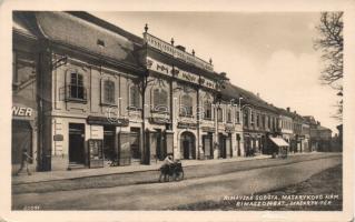 Rimaszombat Masaryk square with the office of the Rimaszombat Cannery, the shops of F. Teleszniczky, Károly Rábel, Zigmund Heimlich, Vilmos Blau and Géza Róth photo