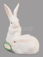 Herendi nyúlpár kukoricával. Jelzett, hibátlan, m: 8,5 cm