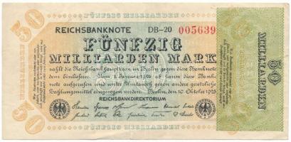 Német Birodalom / Weimari Köztársaság / Berlin 1923. 50.000.000.000M T:F German Empire / Weimar Republic / Berlin 1923. 50.000.000.000 Mark C:F