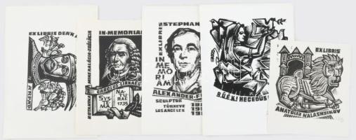 Fery Antal (1908-1994): 10 db ex libris és kisgrafika. Klf. technikák, papír, többségében ceruzával jelzett, klf. méretekben.