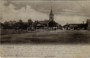 1902 Siófok, Katolikus templom és városháza, Horváth János üzlete. Schwarcz Bernát kiadása (EB)