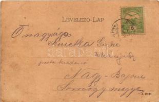 1902 Siófok, Katolikus templom és városháza, Horváth János üzlete. Schwarcz Bernát kiadása (EB)